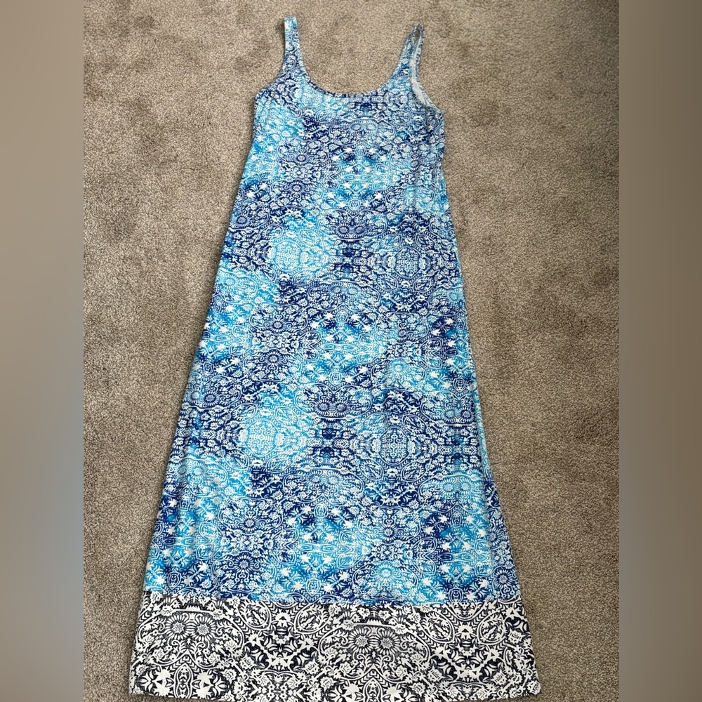 Tommy Bahama Blue and White Patterned maxi Dress